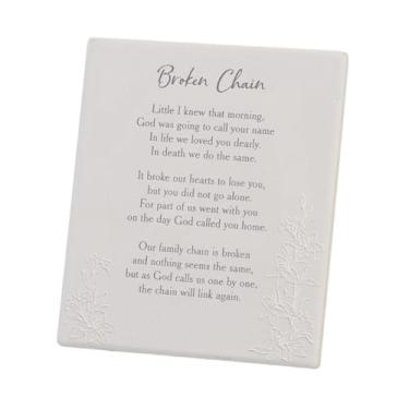 Imagem de Roman Placa de parede memorial de corrente quebrada com cavalete - Presente inspirador de simpatia com poema gravado - Decoração de luto e lembrança, caixa de presente