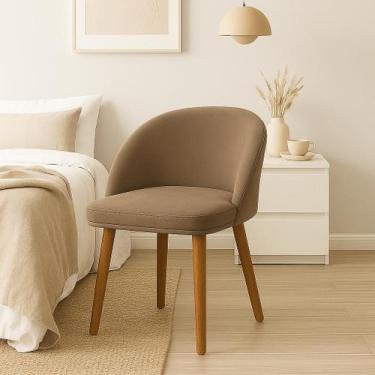 Imagem de Cadeira Lua Slim Decorativa Tecido Veludo Pés Palito - Pétala, CAPPUCC