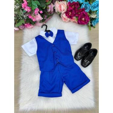Imagem de Conjunto Social Miss Cherry Leandro com Colete Azul Royal e Gravata Bo