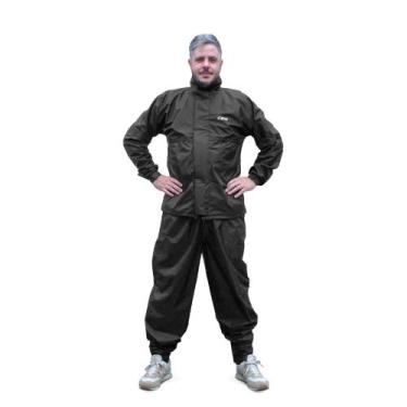 Imagem de Conjunto Capa de Chuva Motoqueiro em Nylon Impermeável Preto - CDR, M