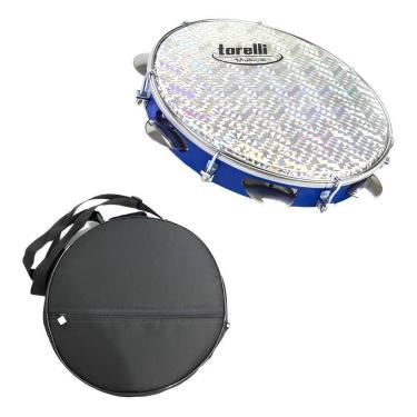 Imagem de Pandeiro 10`` Azul Injetado Em Abs Torelli Tp308 Com Capa