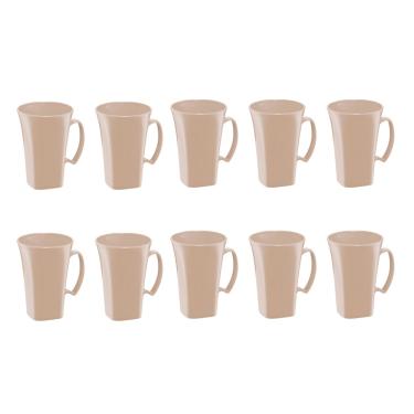 Imagem de Caneca Bege Nude Cappuccino 400ml Plastico BPA Free Jogo 10un