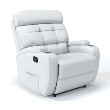 Imagem de Poltrona do Papai Reclinável Manual em Couro Bovino Modelo Florença Damie (Branco)