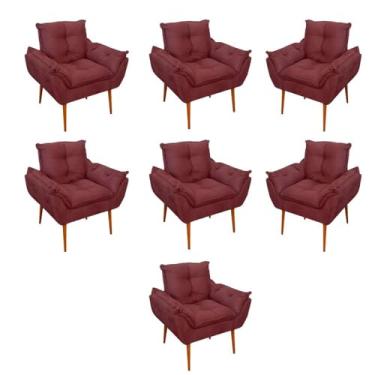 Imagem de Kit 07 Poltronas Decorativas Opala Retro Consultório Cor:marsala