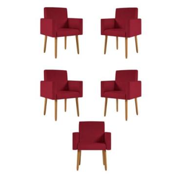 Imagem de Kit 05 Cadeiras Poltronas Decorativa - Escritório - Recepção Cor:marsala