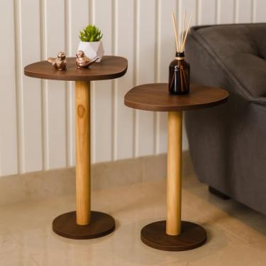 Imagem de Mesa de Canto Orgânica com Pés Palito – MDF com Acabamento Fosco, Estilo Retrô e Moderno (JOGO MÁLAGA)