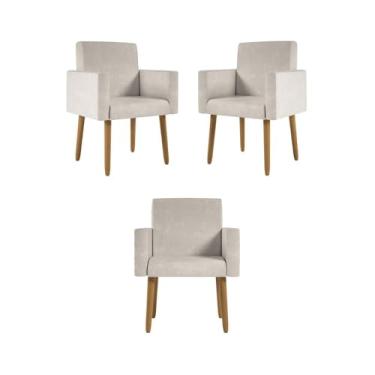 Imagem de Kit 03 Poltronas Decorativa Sala Oferta - Balaqui Decor Cor:bege