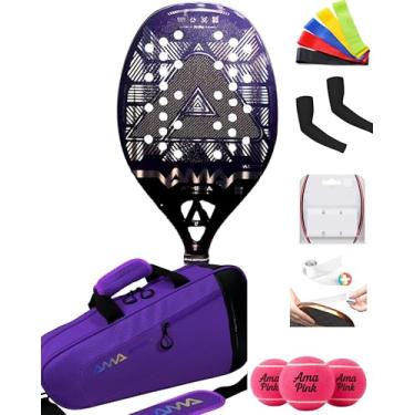 Imagem de RAQUETE BEACH TENIS AMA ATHENA COLOR PINK MIDNIGHT 3K 2025 + CAPA + GRIPS + ELASTICO DE AQUECIMENTO + FITA PROTETORA (MIDNIGHT)