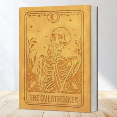 Imagem de Caderno de esqueleto gótico, o Overthinker, cartão de tarô, presente de bruxa para homens, mulheres, colega de trabalho, amigo - laranja