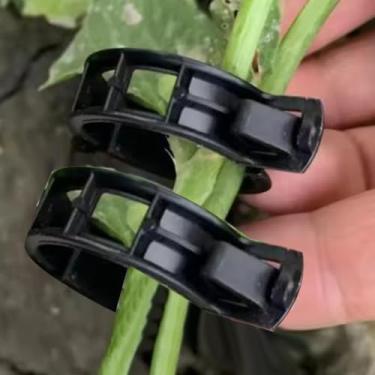 Imagem de 50 peças de clipes de suporte de plantas de plástico reutilizáveis, clipe de suporte de planta de fixação de videira de jardim para suporte de escalada, fivela de diâmetro interno de cerca de 2,5 cm