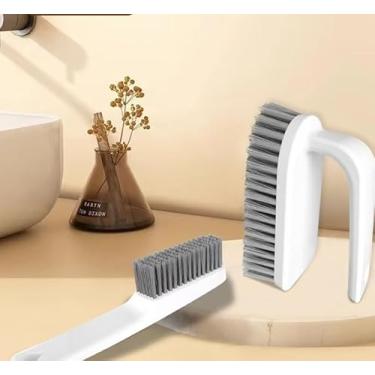 Imagem de Escova de lavanderia para sapatos, escova de limpeza de sapatos, escova de limpeza para manchas, limpeza doméstica de roupas, sapatos, escovas de limpeza doméstica, banheiro (2 escovas brancas)