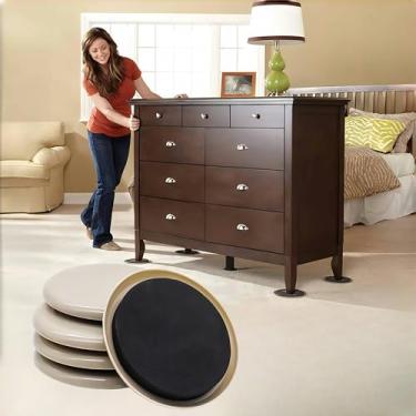 Imagem de Sliders para móveis, pacote com 4, controles deslizantes de móveis pesados reutilizáveis de 9,5 cm para pisos de madeira de carpete, protetores de piso (bege)