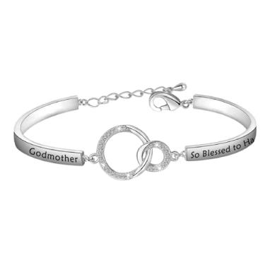 Imagem de Pulseira Godmother So Blessed to Have You in My Life, círculos interligados, joias religiosas, presente de batismo para madrinha