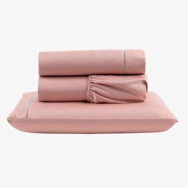 Imagem de Jogo De Lençol Peletizado 400 Fios Solteiro 3 Peças Casa - Hotel - Pousada Barato - Salmão