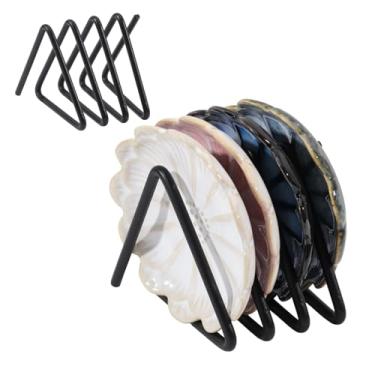 Imagem de CHGCRAFT Organizador de tábua de cortar triângulo organizador de tábua de cortar prateleiras de metal suporte de armazenamento de ferro para bancada de armário de cozinha, preto