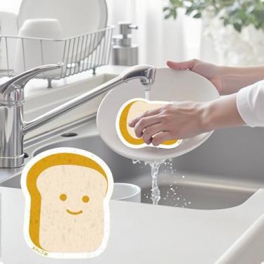 Imagem de Esponjas de cozinha de celulose comprimida, 1 unidade de esponjas de cozinha reutilizáveis, esponjas de limpeza natural para limpeza doméstica