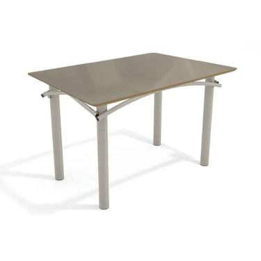 Imagem de Mesa P- Cozinha Elba Tampo Madeirado C- Vidro 120cm Niquel-freijo Bronze - Kappesberg