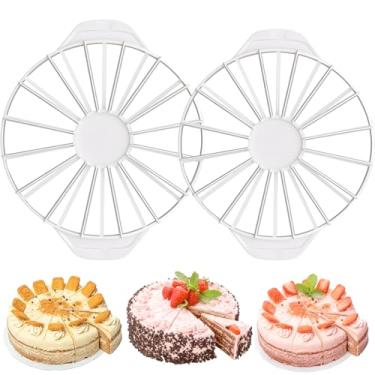 Imagem de MLZTINGR Cortador de bolo, cortador de bolo, cortador de bolo, divisória profissional: 14-16 fatias e 10-12 fatias com nivelamento de camadas, compatível com bolos de 40,6 cm ou 30,5 cm (branco, 2)
