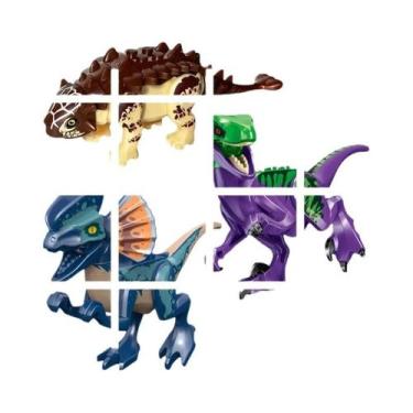 Imagem de Blocos De Montar De Dinossauros Jurássicos: Velociraptor, Triceratops,