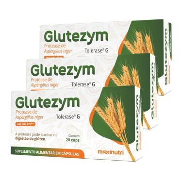 Imagem de Kit 3 Glutezym Auxilia Digestão Do Glúten Maxinutri 20 Caps