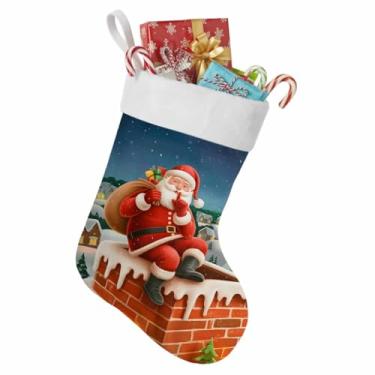 Imagem de Meias de Natal, Natal, Papai Noel, 45,7 cm Grande, Chaminé, Decorações de Natal, Meia de Pendurar para Família, Férias e Lareira