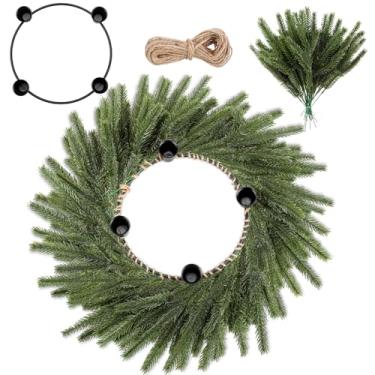 Imagem de Yuxung 1 conjunto de anéis de guirlanda do advento de Natal tradicional católico DIY conjunto de castiçais para decoração de mesa de Natal, igreja, casa, mesa, centro de mesa (agulhas redondas de