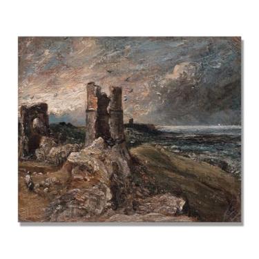 Imagem de NHLDZYH Arte de parede John Constable, (Castelo de Hadleigh), pôster de pinturas famosas, decoração de parede com impressão de imagem retrô de romantismo. Apenas tela 60 x 72 cm - 23,6 x 28,3 pol