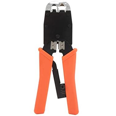 Imagem de Alicate de crimpagem Catraca Ferramenta de crimpagem de fio portátil de alta resistência 45 Alicate de cabo de aço para cabos de conector RJ Fios de aço Tubos laranja 7,5 pol.