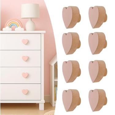Imagem de 8 Puxadores Coração Rosa Infantil Cômoda Móveis Porta Gaveta