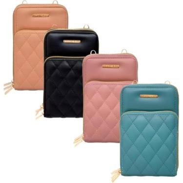 Imagem de Bolsa Carteira Feminina Elegante Matelassê – Compacta, Alça Ajustável, 3 Compartimentos, Ideal para Trabalho e Passeios (Azul)