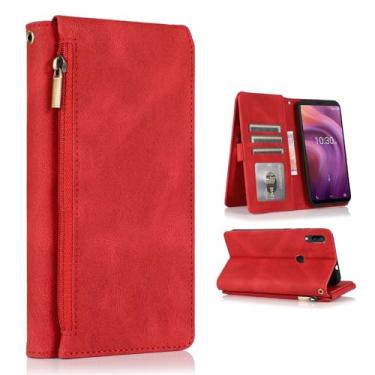 Imagem de Asuwish Compatível com Alcatel 3V 2019 Capa carteira e alça de pulso com zíper retrô capa flip de couro suporte para cartão acessórios para celular Alcatel3V Acatel 3 V V3 19 5032W feminino masculino