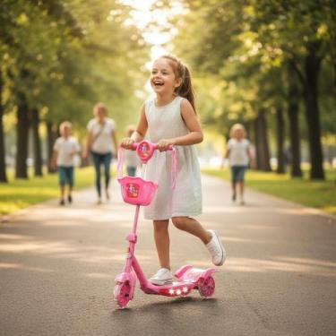 Imagem de Patinete Infantil Scooter 3 Rodinhas Dobrável com Som e Luzes - DDG, R
