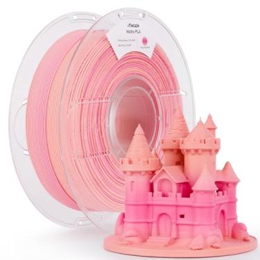 Imagem de AMOLEN Filamento PLA arco-íris, 1,75 mm, acabamento fosco multicolorido que muda de cor, filamento PLA gradiente, arco-íris rosado, precisão dimensional +/- 0,02 mm, carretel de 1 KG/2,2 lbs