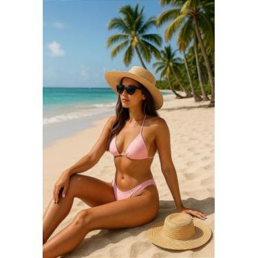 Imagem de Biquíni Cortininha Algodão Doce com Calcinha Asa Delta e Bojo Removíve