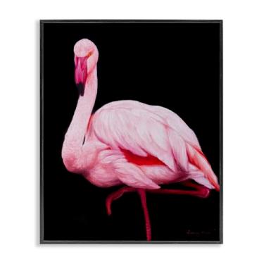 Imagem de Stupell Industries Flamingo contrastante em arte giclée emoldurada preta e cinza, design de James Corwin, 50 x 40 cm