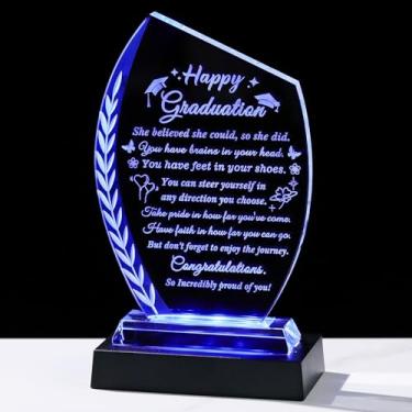 Imagem de Presentes de formatura para ela – Lembranças de placa de cristal com base de luz – Presente de formatura do ensino médio para mulheres, classe inspiradora de 2026 mestrado PHD presentes de