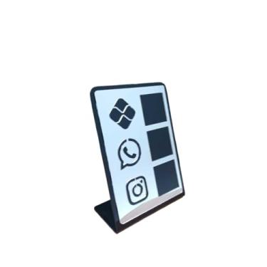 Imagem de Placa Pix Display em Plastico PS Mesa Balcão PIX Zap Instagram Interativo (ECONÔMICO)(Preto & Prata)