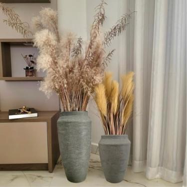 Imagem de Kit 2 Vasos de Polietileno 35cm e 56cm - Vasos Decorativos para Plantas Internas e Externas(Cimento)