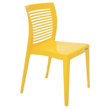 Imagem de Cadeira Victória Amarela Sem Braços Com Encosto Vazado Horizontal Em Polipropileno