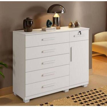 Imagem de Cômoda Milão 6 Gavetas 1 Porta Benetil Móveis - Branco