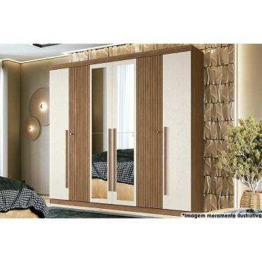 Imagem de Guarda Roupa Casal 6 Portas E 4 Gavetas C/ Espelho Buriti Jatoba/areia - Santos Andirá