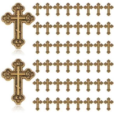 Imagem de Kenning 50 peças cruz ortodoxa Ic Xc Ni Ka broches vintage cruz broche de lapela alfinetes de lapela de expressão de fé cristã broches de lapela batismo grego joias religiosas presentes para homens