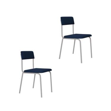 Imagem de Cadeira Fit Fixa C/4 Pes 475 X 505 X 810 Mm C/2 Un Pés Brancos. Azul Celeste Azul Celeste