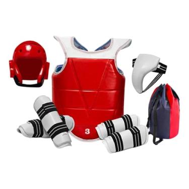 Imagem de UGPLM Conjunto de Equipamento de Proteção para Taekwondo Vermelho - Equipamento Multiuso para Artes Marciais, Acessórios Reforçados e Leves com Bolsa de, Xl