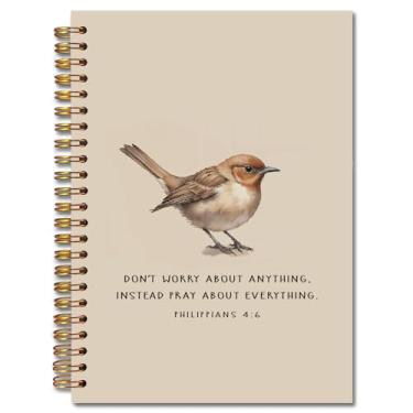 Imagem de Exqcom Cadernos espirais cristãos de pássaros, diário bíblico de Filipenses 4:6, diários das escrituras para escrever, presentes cristãos para mulheres e homens, caderno religioso para anotações, 14 x