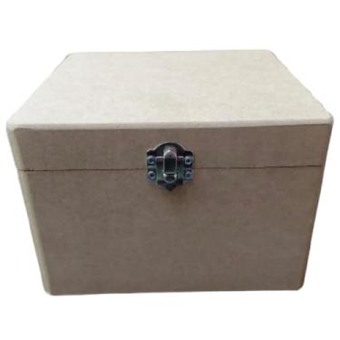 Imagem de Caixa Mdf Cru Dobradiça Maleta E Fecho E Alça De Madeira