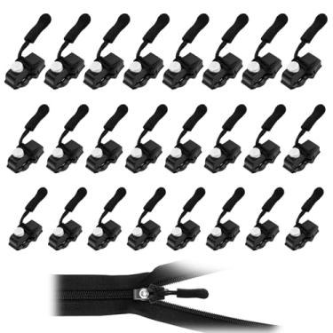 Imagem de Kit de reparo de zíper universal, 24 peças, substituição, 3 zíperes pretos de tamanhos diferentes, kit de reparo para mochilas, casacos, tendas, bolsas de bagagem