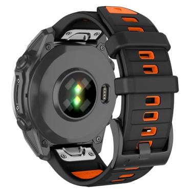 Imagem de Velocarer Pulseira de silicone QuickFit de 26 mm para Garmin Fenix 8/7X/7X Pro/6X/6X Pro/5X/5X Plus (51 mm), Epix Pro 51 mm, Tactix 8/7/7 Pro, para smartwatch Enduro 3/2, preta e laranja