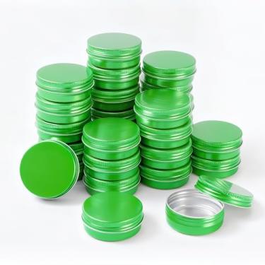 Imagem de LJY 28 recipientes recarregáveis de alumínio para projetos de bricolage, presentes, cosméticos, creme, diamante, salvas, bálsamos, protetor labial, especiarias (verde, 28 peças)