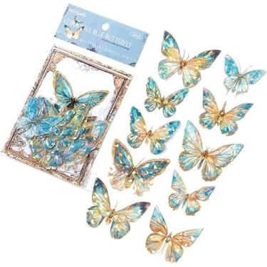 Imagem de Conjunto de 20 peças/saco de adesivos de borboleta, cristais de gelo holográficos, resina, adesivos à prova d'água para álbum de recortes